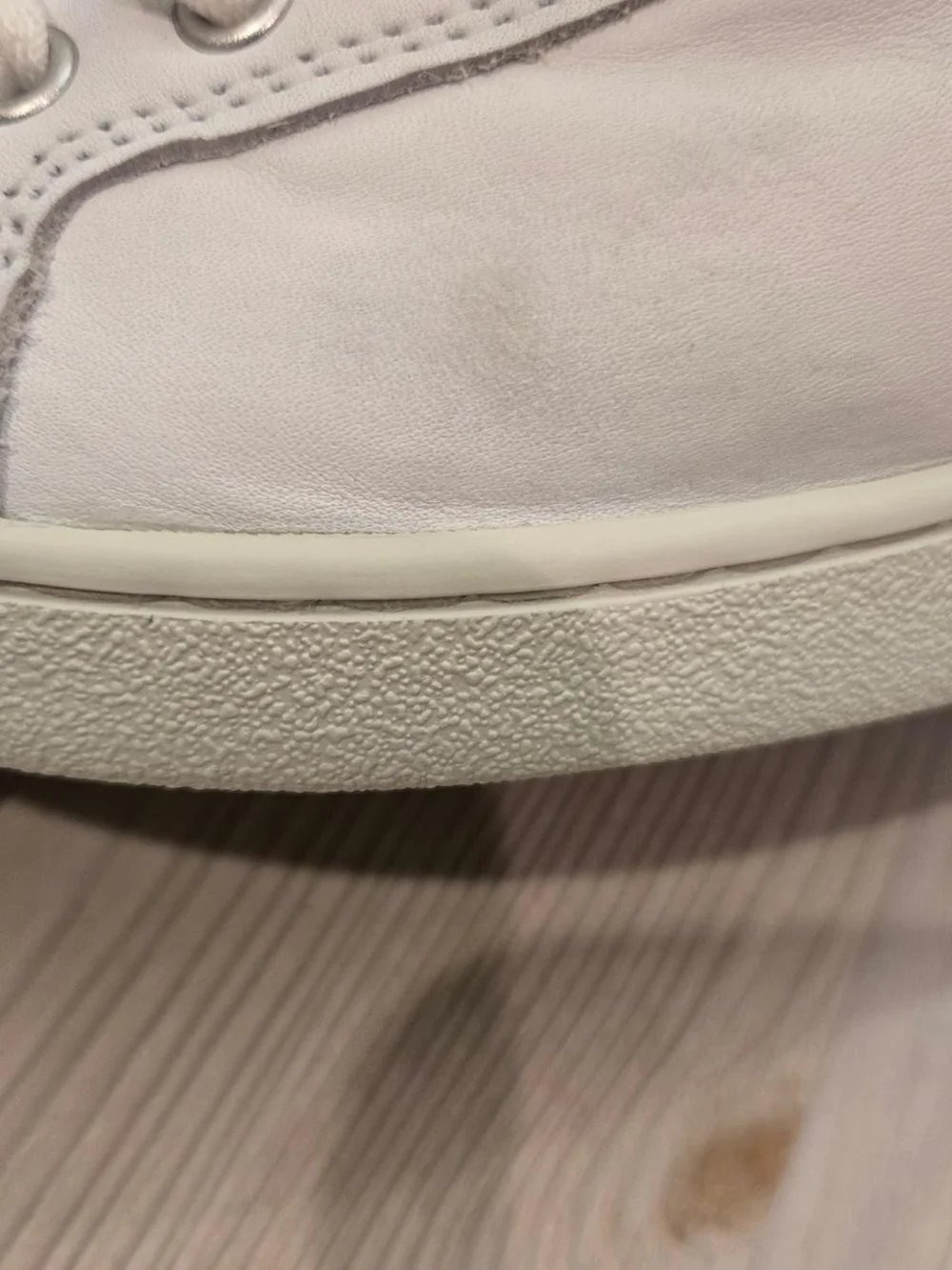 UGG White Leather Low-Top Sneakers with Tan Heel
